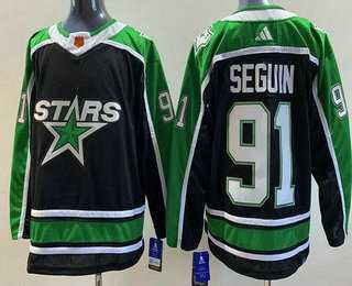 Mens Dallas Stars #91 Tyler Seguin Black 2022 Reverse Retro Authentic Jersey->dallas stars->NHL Jersey